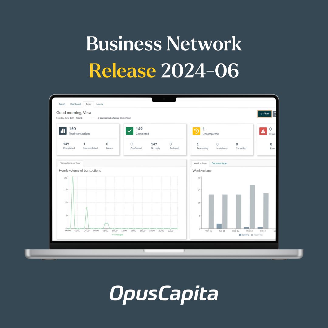 New reporting features in Track and Trace for Invoice Sending &amp; O2C customers! Monitor transactions with:
• Delivery statuses
• Invoice data summary
• KPI dashboards
• Error reasons &amp; impact

More at: opuscapita.com/news/business-…

#InvoiceSending #Order2Cash #OpusCapita