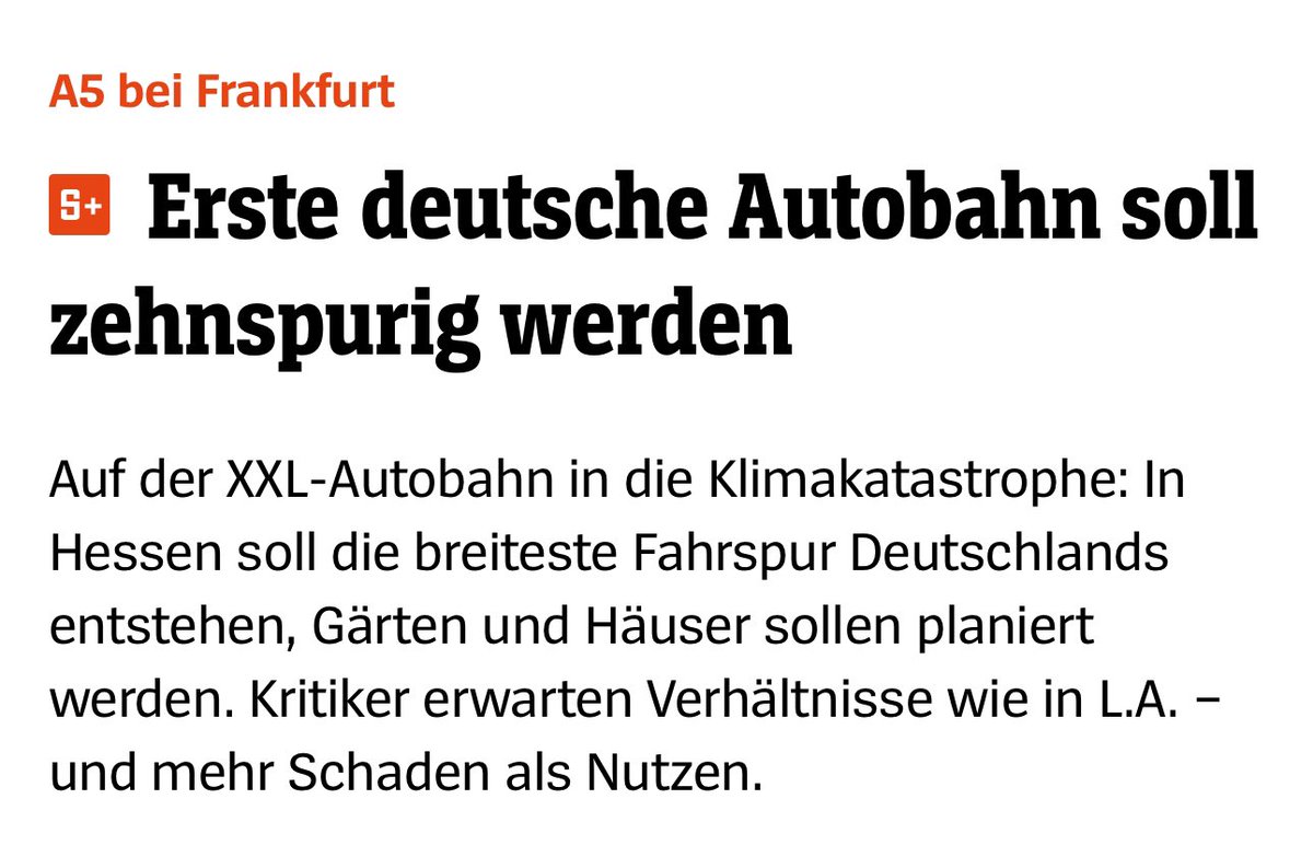 warum nicht zwölfspurig? Vierzehnspurig? Zwanzigspurig? Oder fuck it, lass uns einfach erstmal ganz Deutschland asphaltieren und dann die Stellen wieder abreißen, wo es doch keine Autobahn braucht, dann spart man sich den Planungsaufwand