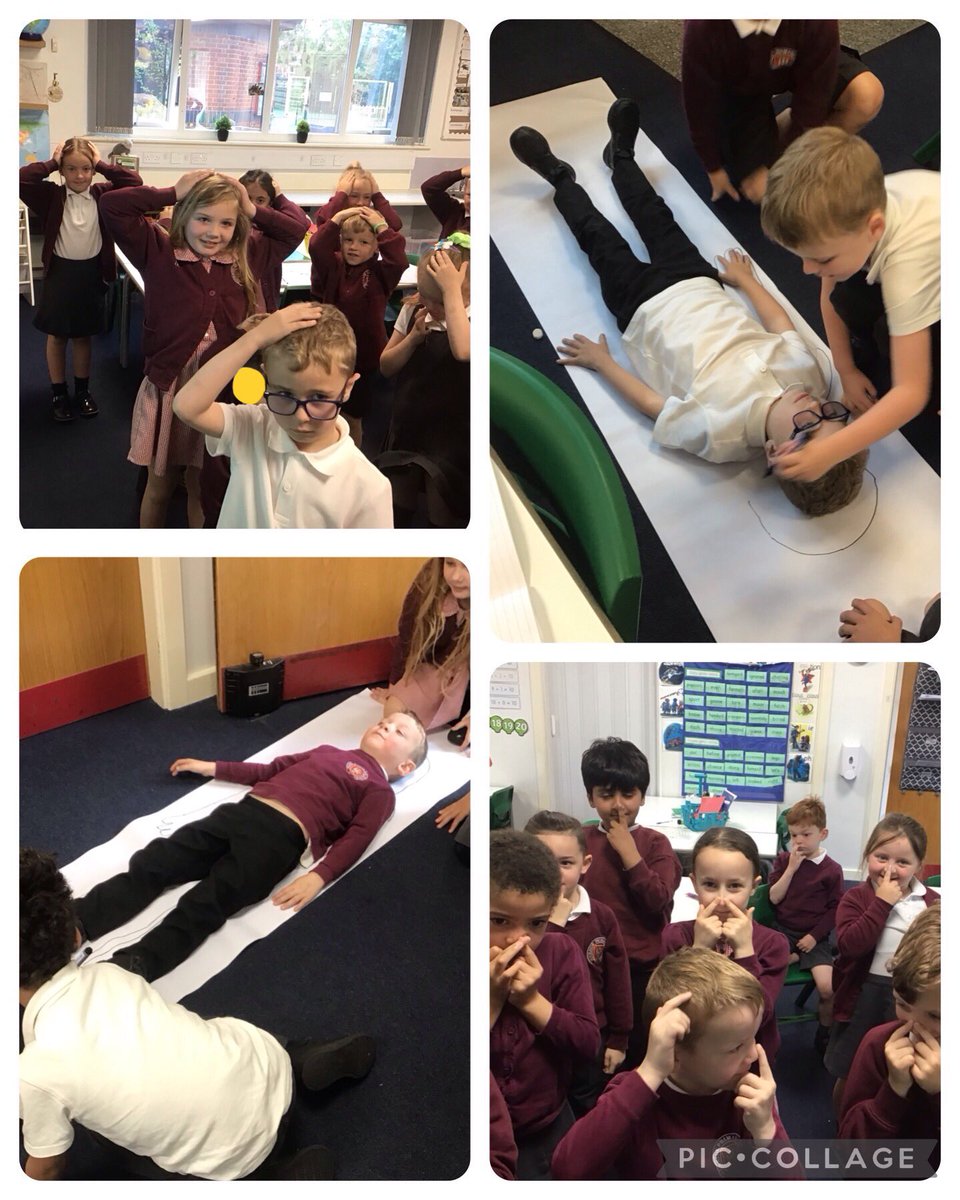 In Science, Year 1 explored their bodies by identifying each body part and its purpose. We drew around one another and labelled our human bodies 👂👃👀👁️👣🦵 #moorsidepa #moorsidepascience <a href="/MrsFoxMPA1/">Mrs Fox</a>