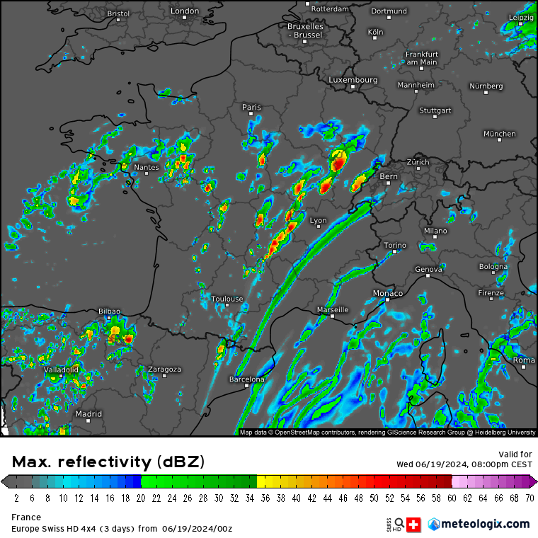 FloC36's tweet photo. Potentiel orageux virulent du SO au NE de la France ce mercredi apm/soir & nuit :
- risque d'#orages violents du Massif-Central au Jura (potentiel grosse grêle loc. & risque de #tornade(s))
- risque d'orages loc. forts & très pluvieux du SO au NE & régions centrales https://t.co/SK2l70sFdz