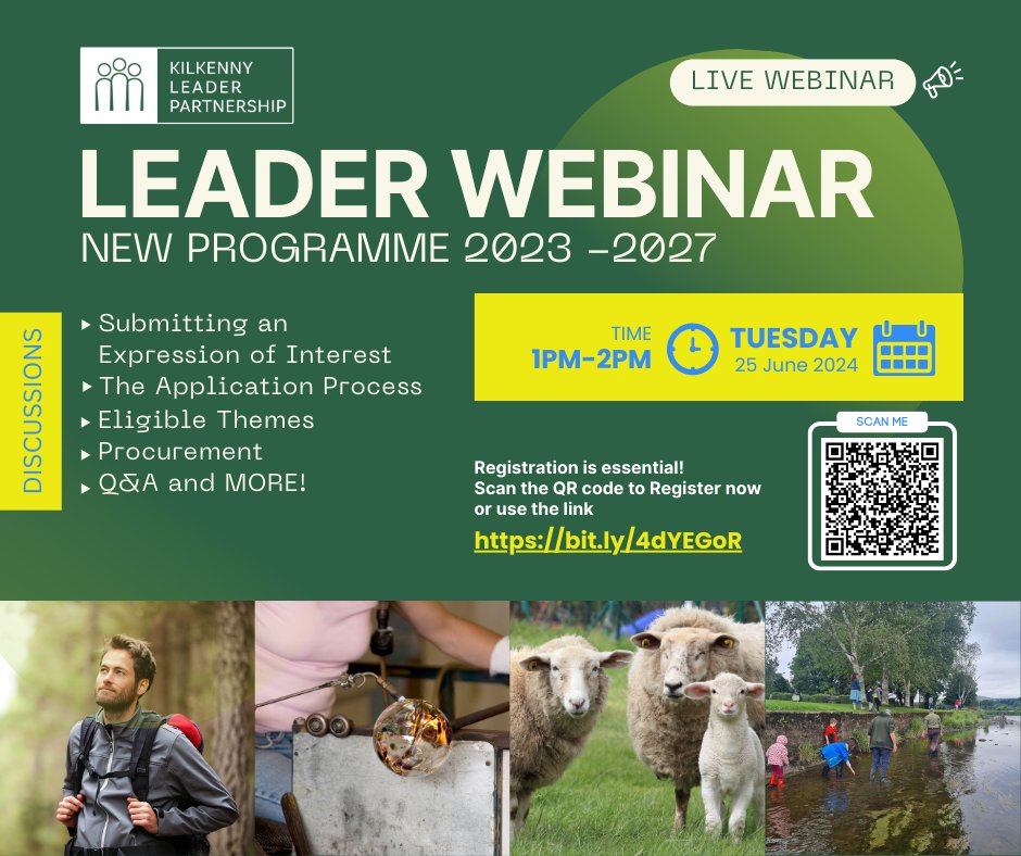🗓️SAVE THE DATE: 25th June 2024 - KLP LEADER INFORMATION WEBINAR🗓️
Register Now! bit.ly/4dYEGoR
Calling all communities, businesses and entrepreneurs!  KLP will be hosting a free online webinar on 25 June at 1PM that addresses all things LEADER.