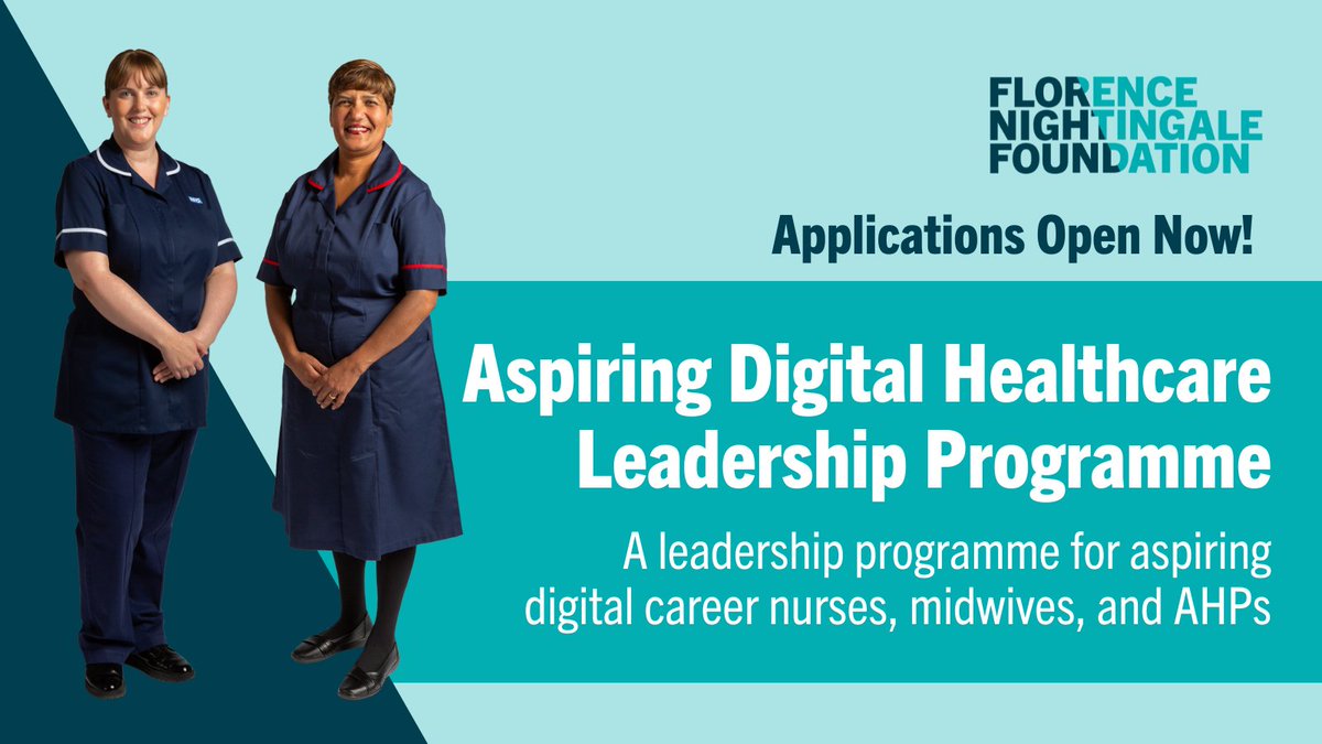 👏"Explore, define and develop a unique approach to leadership within digital transformation"

Our October 2024 Aspiring Digital Leadership Programme, is open for applications from aspiring digital career nurses, midwives + AHPs. 

Find out more + apply at tinyurl.com/27775fkk