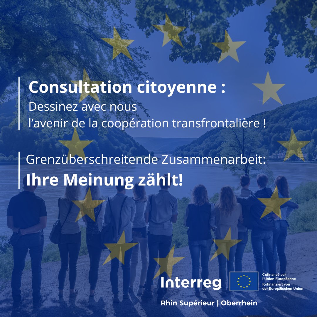 [BÜRGERBEFRAGUNG]

#Grenzüberschreitend|e Zusammenarbeit, wozu das Ganze? Sagt uns mal eure Meinung! 

Wenn ihr im Grenzraum 🇩🇪🇨🇵🇨🇭 des #Oberrhein|gebiets wohnt: beteiligt euch an der Zukunft Europas!  

👉 lnkd.in/eKb7FWVb 

#Interreg #EUinmyRegion <a href="/RegioInterreg/">EU Regio Interreg</a>