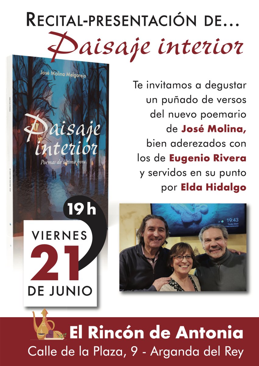elretrovisorblg's tweet photo. El viernes nos espera una bonita tarde de té, dulces y poesía...
#poesia #PoetasContemporaneos #olélibroseditorial #LotoAzul #cuadranta #poetry #Reto4palabras #SocioVersos #SocioPoetas https://t.co/To2dYdXgux