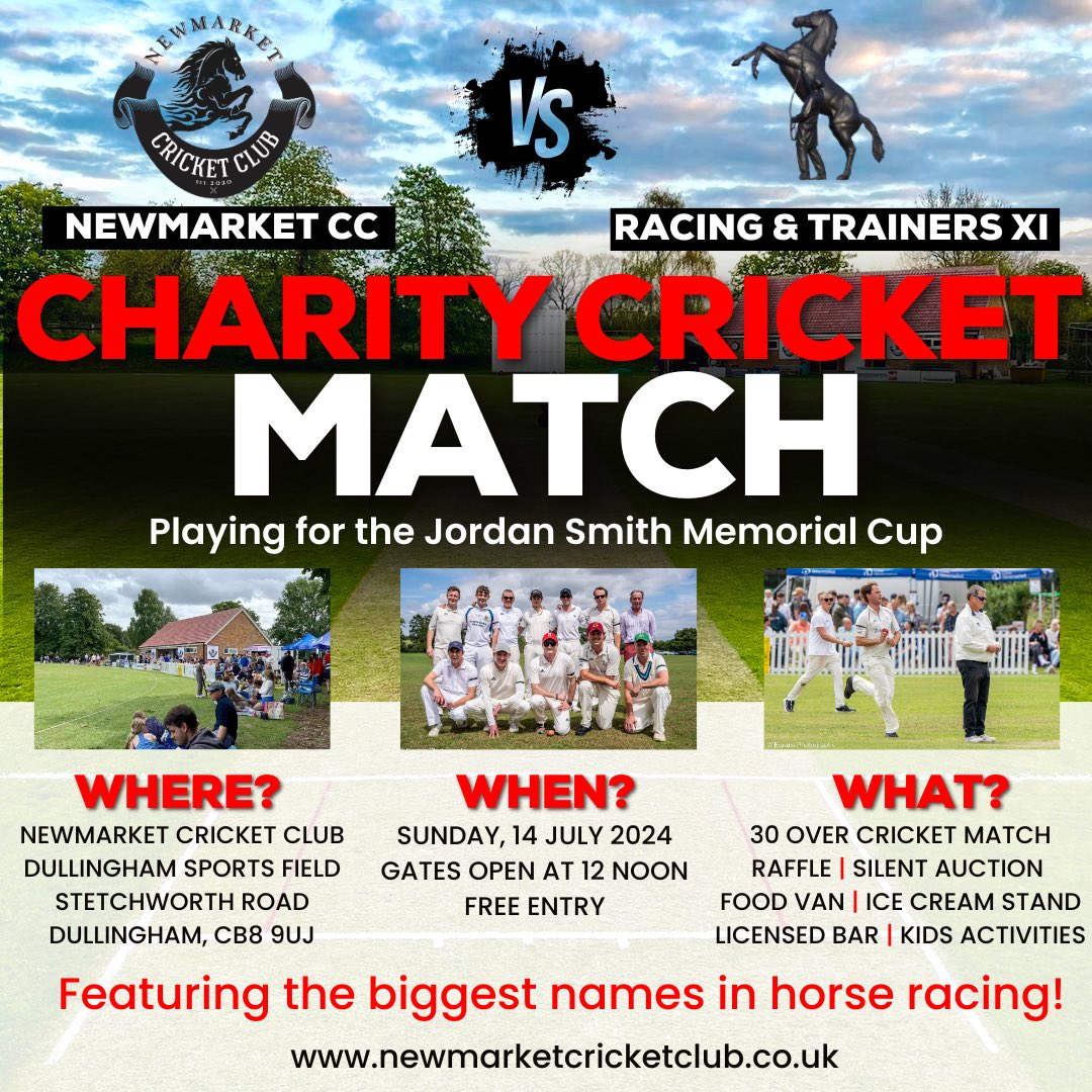 Newmarket Cricket Club (@newmarket_cc) on Twitter photo The best weekend of the year!
July Cup 🏇🏼 - Charity Cricket 🏏
<a href="/GScottracing/">George Scott</a> <a href="/FellowesRacing/">Charlie Fellowes</a> <a href="/gbougheyracing/">George Boughey Racing</a> <a href="/Nmktbusiness/">Newmarket Matters</a> <a href="/LoveNewmarket/">Love Newmarket</a> The best weekend of the year!
July Cup 🏇🏼 - Charity Cricket 🏏
<a href="/GScottracing/">George Scott</a> <a href="/FellowesRacing/">Charlie Fellowes</a> <a href="/gbougheyracing/">George Boughey Racing</a> <a href="/Nmktbusiness/">Newmarket Matters</a> <a href="/LoveNewmarket/">Love Newmarket</a>
