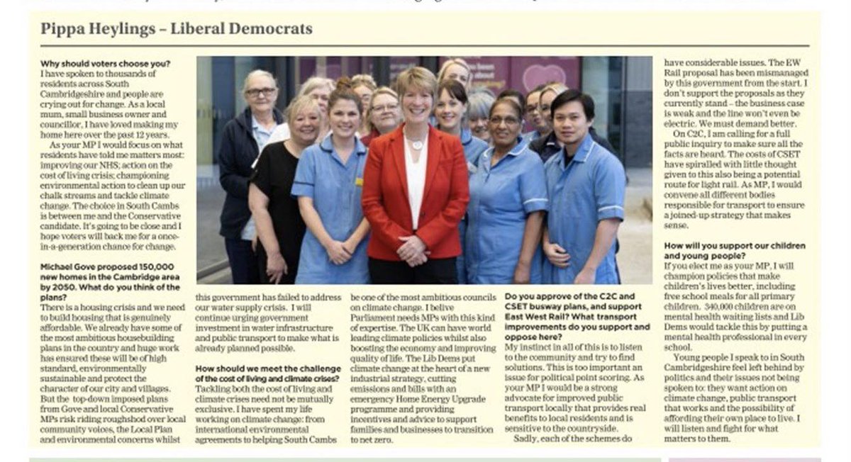 In the Cambridge Indy today answering their general election questions It is a close race here between me and the Conservatives and I hope voters will back me for a once in a generation chance for change.