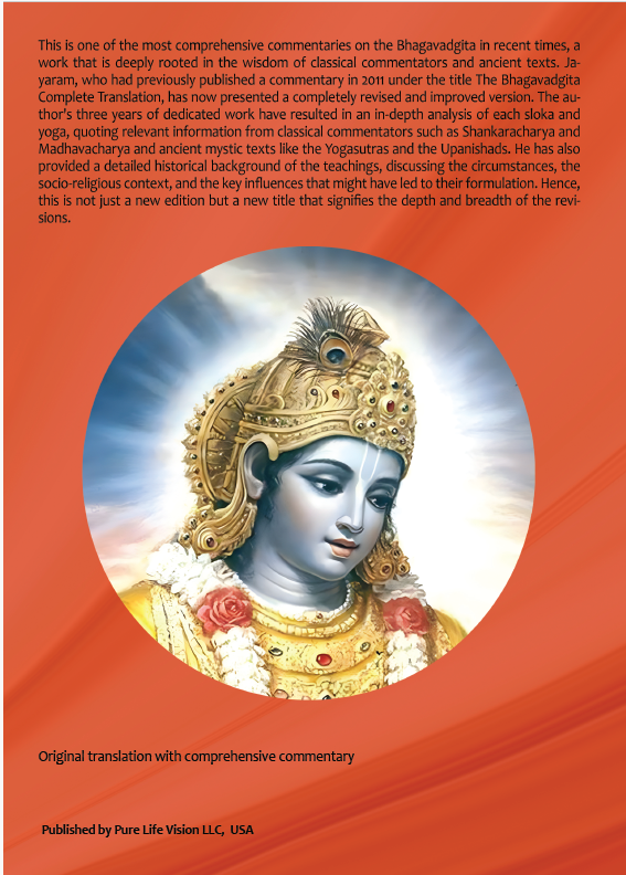 RealJayaramV's tweet photo. I spent 3 years working on this: Bhagavadgita, Unveiling The Gita’s Secrets. I revised the whole commentary. A further improvement on my previous work. Even with a small print, it runs into 818 pages in print format and 1300+ on Kindle.  Available on Amazon in about 10 countries. https://t.co/y2lCp8HW2v