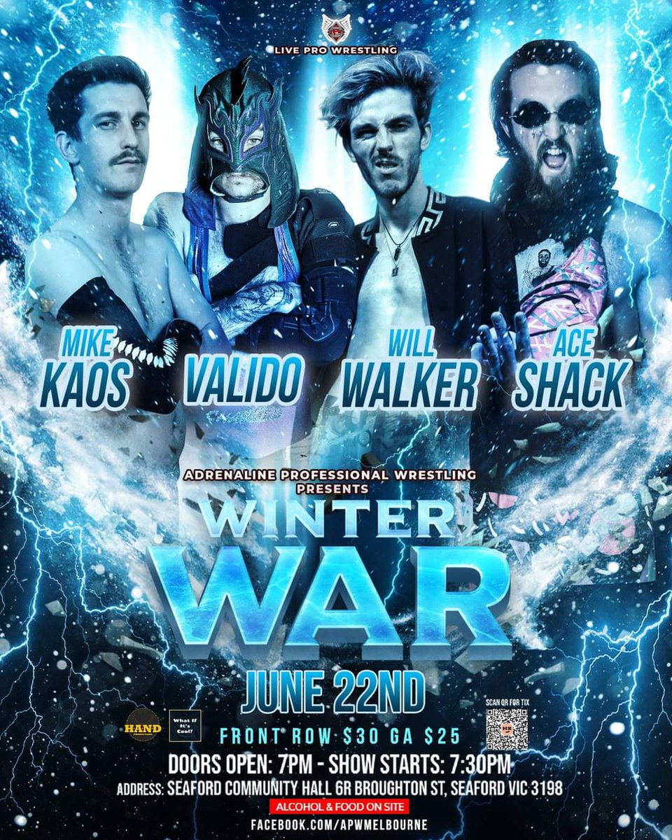 AdrenalinePW's tweet photo. π¨ MATCH ANNOUNCEMENT π¨
No strangers to each other!
This Saturday night!
Get keen to see @TheMikeKaos back in the Adrenaline Zone when he takes on @the_SC_Valido, @walkerwil1 & @AceShack_pw in this massive Fatal Four Way match!
Who's your pick?
#APWWinterWar https://t.co/VB6h0VJr1m