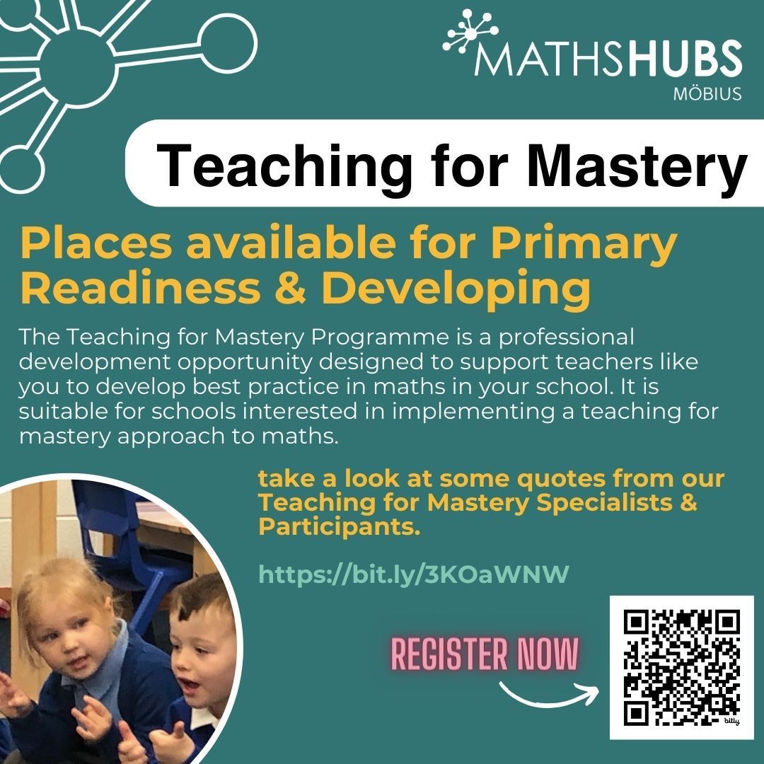 🌟 Calling all Primary Teachers! Mobius Maths Hubs are recruiting for the 2024/2025 Teaching for Mastery programme! ✨ Transform your teaching, deepen your understanding, and help every child succeed in maths. Join us and be part of this incredible journey! 🧮 #TeachingForMastery