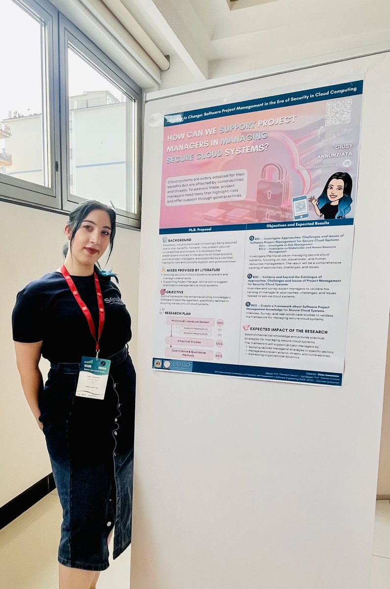 SeSa Lab (@sesa_lab) on Twitter photo 🖼️ Poster Session of <a href="/ConfEASE/">EASE 2025</a> Doctoral Symposium it’s started! <a href="/Giusy_A_/">Giusy Annunziata</a> is waiting for feedback and discussion on Software Project Management Practices! 👩🏻💻 🖼️ Poster Session of <a href="/ConfEASE/">EASE 2025</a> Doctoral Symposium it’s started! <a href="/Giusy_A_/">Giusy Annunziata</a> is waiting for feedback and discussion on Software Project Management Practices! 👩🏻💻