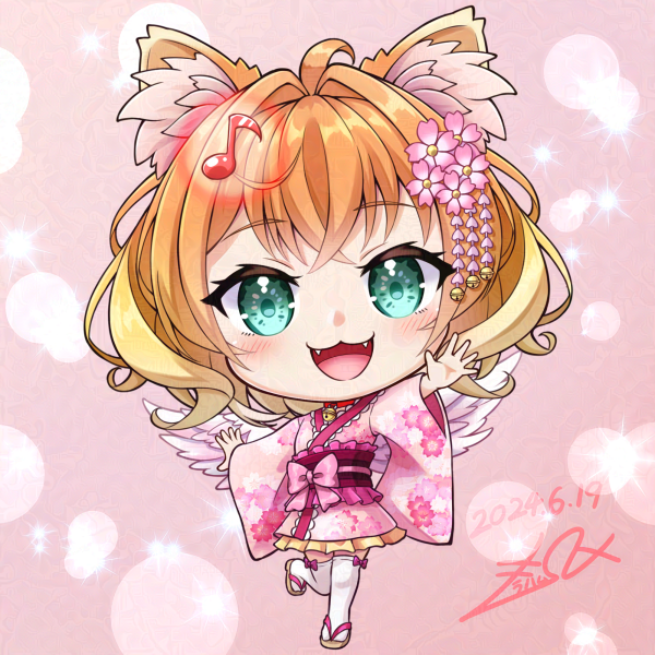 改めまして、Vライバーの音奈莉あざかさんのSDイラストをお仕立てさせていただきました!✨ 桜の模様や髪飾りを取り入れ、春らしいデザインでお仕立てさせていただきました!🌸 #すぺありぶ・どらごん