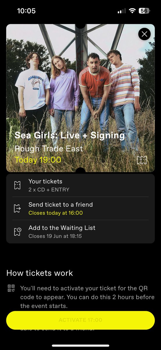 JoeeeyHyndmannn's tweet image. Caught that E-Coli shit that’s going round 😫 2 x tickets for Sea Girls at Rough Trade East for tonight!