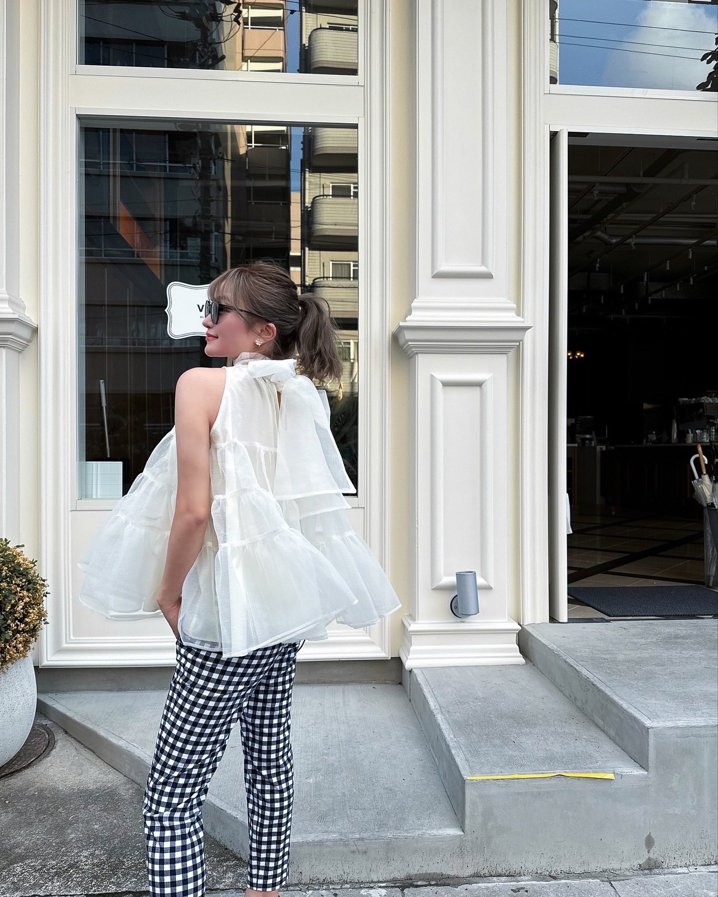 shellerシェリエ バックリボンオーガンジートップス sheller シェリエ バックリボンオーガンジー トップス