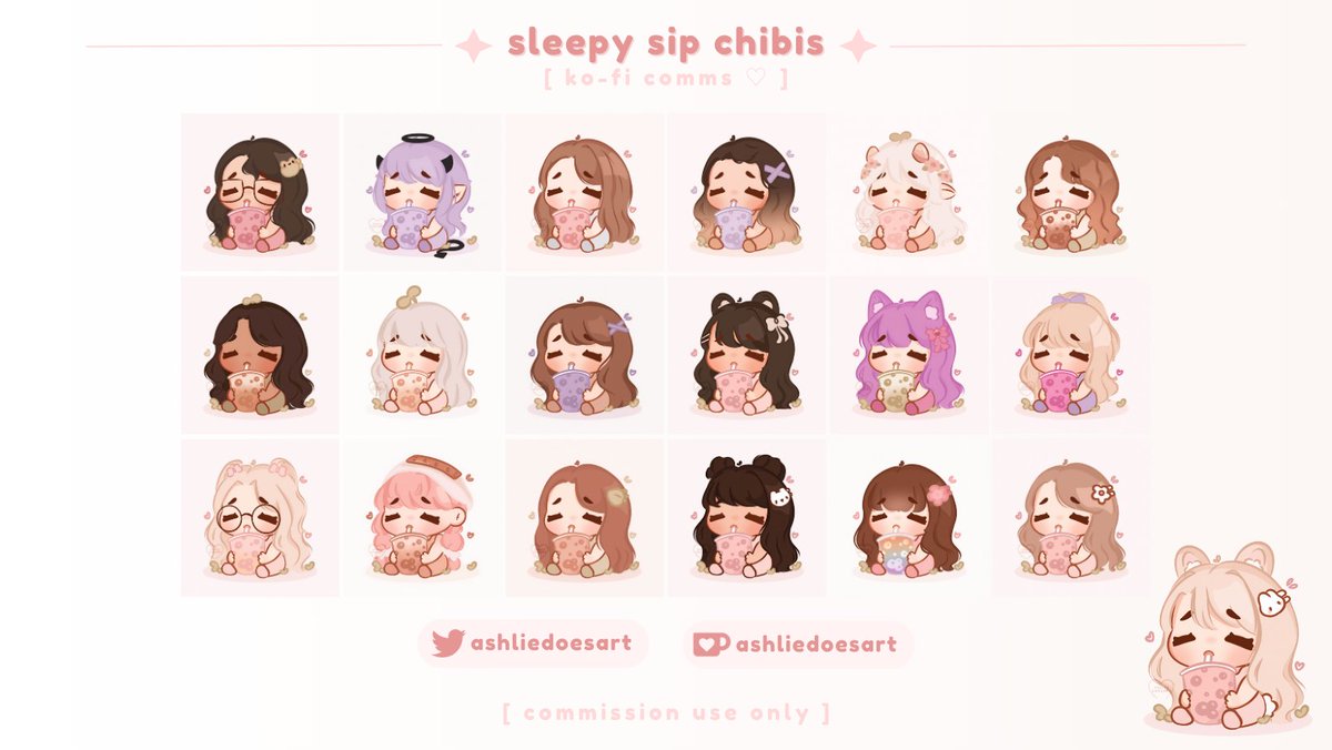 ashliedoesart's tweet photo. biiiiig showcase of everyone in the sleepy sip chibi army so far 😈

thank you all for the support, seriously. 🤍 https://t.co/F6BDU85aLl