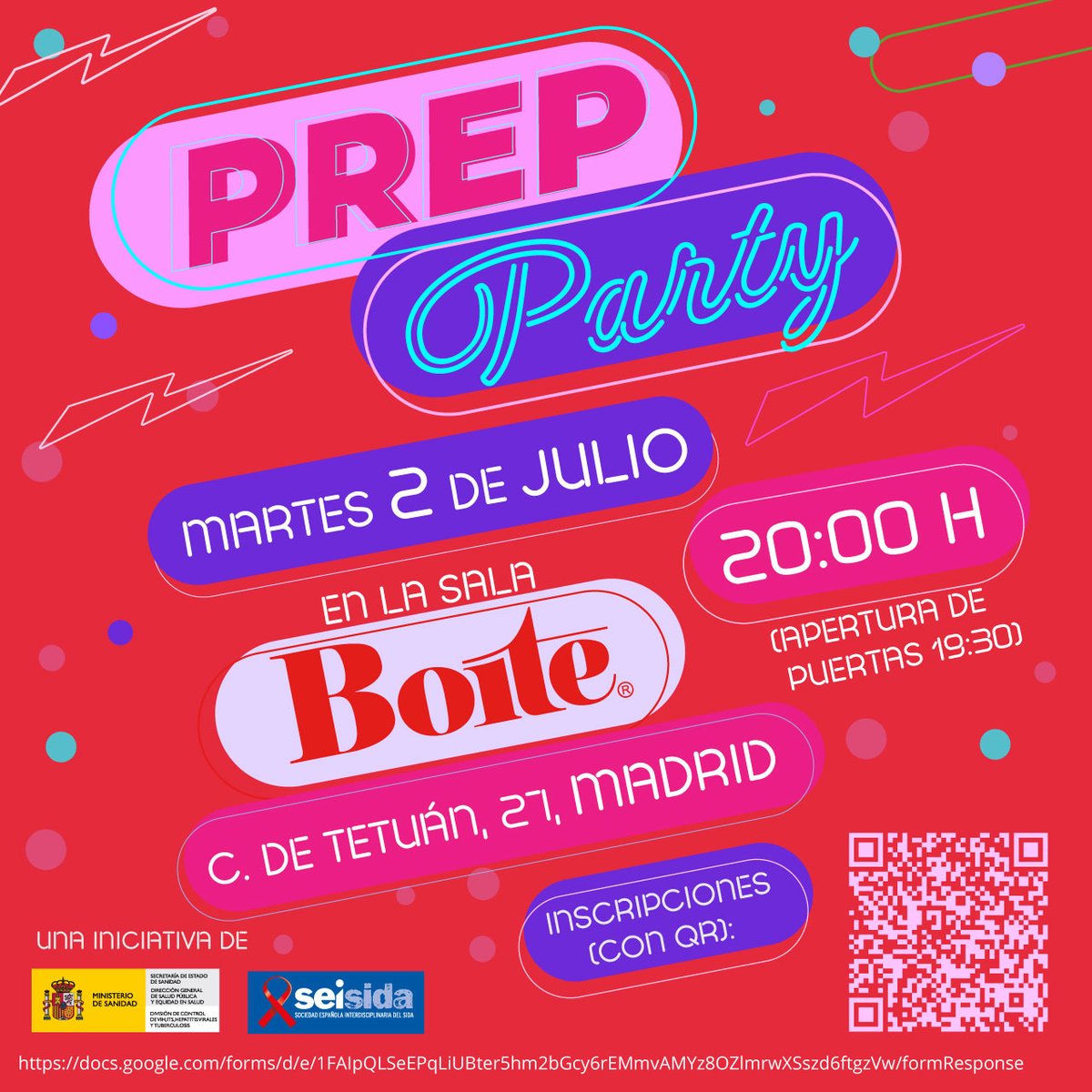siprepred's tweet photo. Un año más te invitamos a PrEP Party Madrid, la fiesta científica sobre PrEP y salud sexual organizada por @Seisida  y la División de Control de VIH @sanidadgob 
📅 Martes 2 de julio
⏰ 20:00h (apertura de puertas a las 19:30)
📍 Sala Boite 

Apúntate👉🏾https://t.co/tEKAQB9NoZ https://t.co/An3lUlwgcm