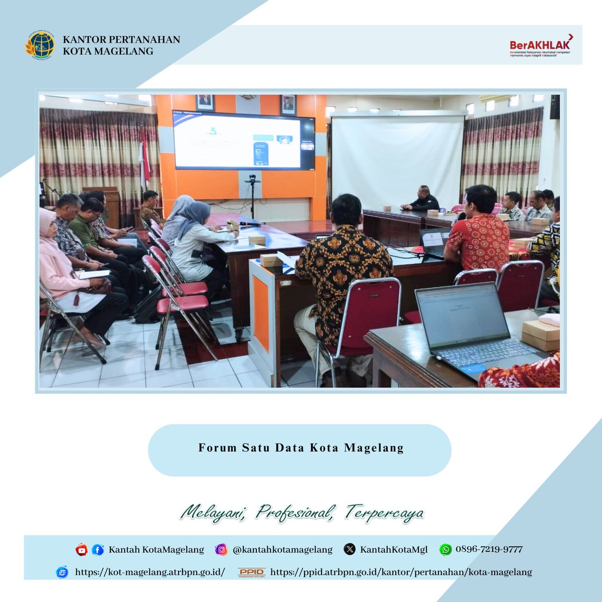 KantahKotaMgl's tweet image. Hallo #sobATRBPN✊

Bertempat di Aula Pangripta Bappeda Kota Magelang, Kantah Kota Magelang mengikuti acara Forum Satu Data Kota Magelang yang diselenggarakan oleh Bappeda Kota Magelang hari Senin (19/06/2024).

📱 Kanal Sosial media: linktr.ee/kantahkotamgl

#ForumSatuData