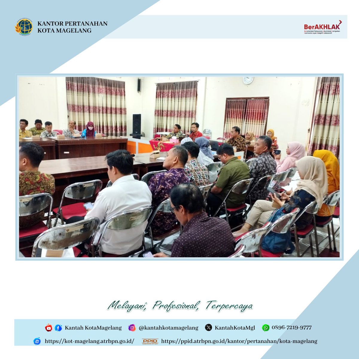 KantahKotaMgl's tweet image. Hallo #sobATRBPN✊

Bertempat di Aula Pangripta Bappeda Kota Magelang, Kantah Kota Magelang mengikuti acara Forum Satu Data Kota Magelang yang diselenggarakan oleh Bappeda Kota Magelang hari Senin (19/06/2024).

📱 Kanal Sosial media: linktr.ee/kantahkotamgl

#ForumSatuData
