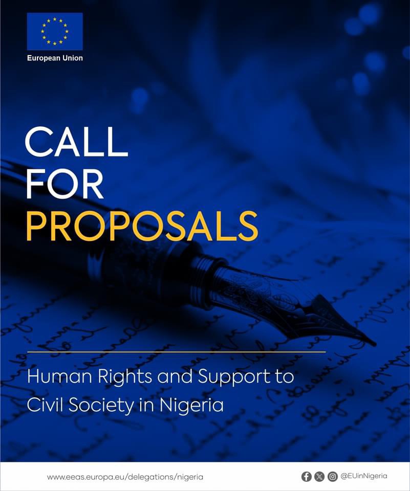 EU in Nigeria 🇪🇺🇳🇬 (@euinnigeria) on Twitter photo Call for Proposals - Human Rights and Support to Civil Society in Nigeria
 Click for details: bit.ly/EUHumanRightsa… Call for Proposals - Human Rights and Support to Civil Society in Nigeria
 Click for details: bit.ly/EUHumanRightsa…