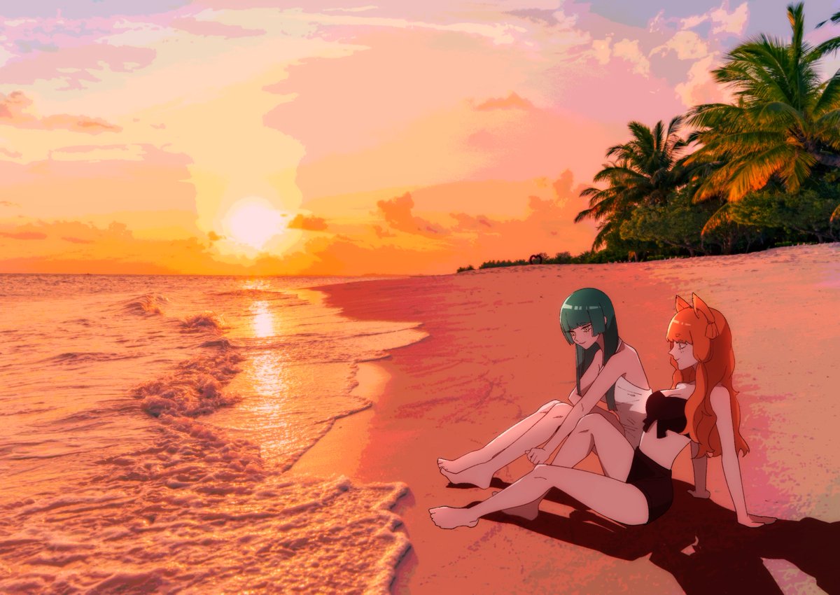 sanagarafish's tweet photo. 創作キャラ(2人とも人外) https://t.co/x8Bptf2rS2