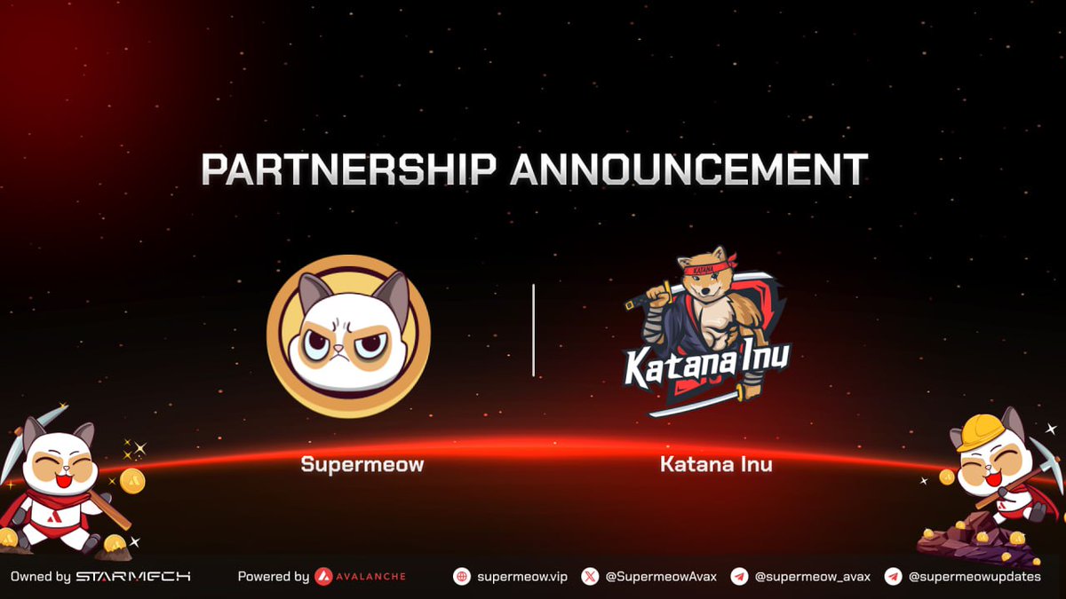 ⭐️ WELCOME Katana Inu Partner! ⭐️

Supermeow is buzzing with excitement as we announce our newest partner in the crypto jungle! Give a roaring welcome to <a href="/katanainu/">Katana Inu</a>! 🚀

🩷 With Katana Inu and Supermeow teaming up, we will brings more interesting news and event for both
