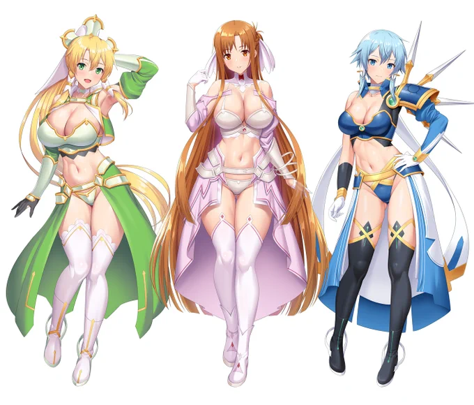 三女神軽装バージョンのアクリルスタンドも合わせて再版します!こちらの予約期間は7月21日23:59までとタペより長いですアスナ シノン リーファ  