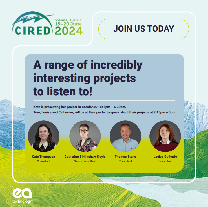 eatechnology's tweet photo. CIRED 2024 has arrived!
📍Austria Centre Vienna
The team are ready and excited to present their work.
Best of luck to Kate, Louise, Tom and Catherine who are presenting at the conference today.
#EATechnology #netzero #modelling #software #utilites #energy #energyinnovation #CIRED https://t.co/uxvFKm2BJe