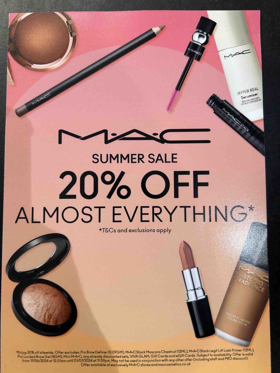 Absolute bargains to be had at the MAC makeup counter in House of Fraser! 💄 

Pop in and check out their summer sale ☀️ 

#LoveDarlo