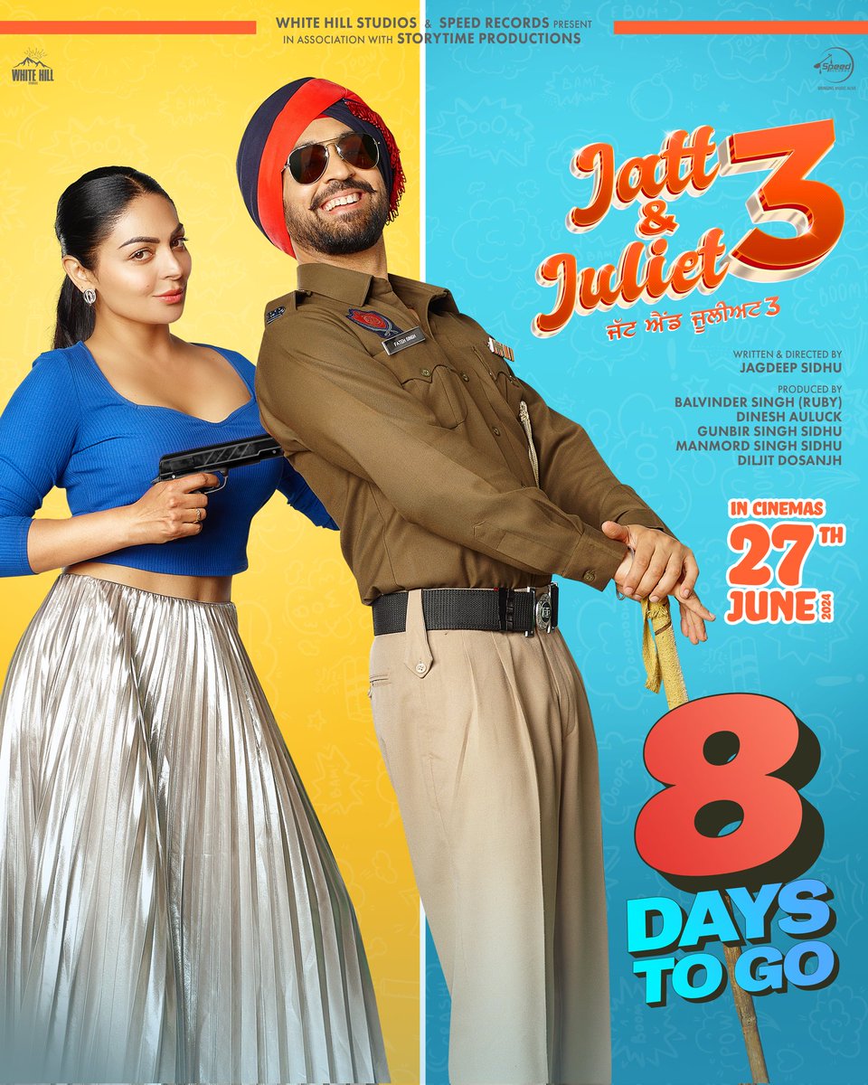 White Hill Music (@whitehillmusic_) on Twitter photo Whoohhh!!!💃 Only 8 days are left!😍😍
#jattandjuliet3
<a href="/diljitdosanjh/">DILJIT DOSANJH</a>
<a href="/neerubajwa/">Neeru Bajwa</a>
🎬Mark Your Calendars for 27th June 2024
.
.
Music on @speedrecords
Worldwide Distribution @whitehillstudios
.
.
<a href="/diljitdosanjh/">DILJIT DOSANJH</a> <a href="/neerubajwa/">Neeru Bajwa</a> @jasminbajwa22
@officialranaranbir @mamordsidhu Whoohhh!!!💃 Only 8 days are left!😍😍
#jattandjuliet3
<a href="/diljitdosanjh/">DILJIT DOSANJH</a>
<a href="/neerubajwa/">Neeru Bajwa</a>
🎬Mark Your Calendars for 27th June 2024
.
.
Music on @speedrecords
Worldwide Distribution @whitehillstudios
.
.
<a href="/diljitdosanjh/">DILJIT DOSANJH</a> <a href="/neerubajwa/">Neeru Bajwa</a> @jasminbajwa22
@officialranaranbir @mamordsidhu