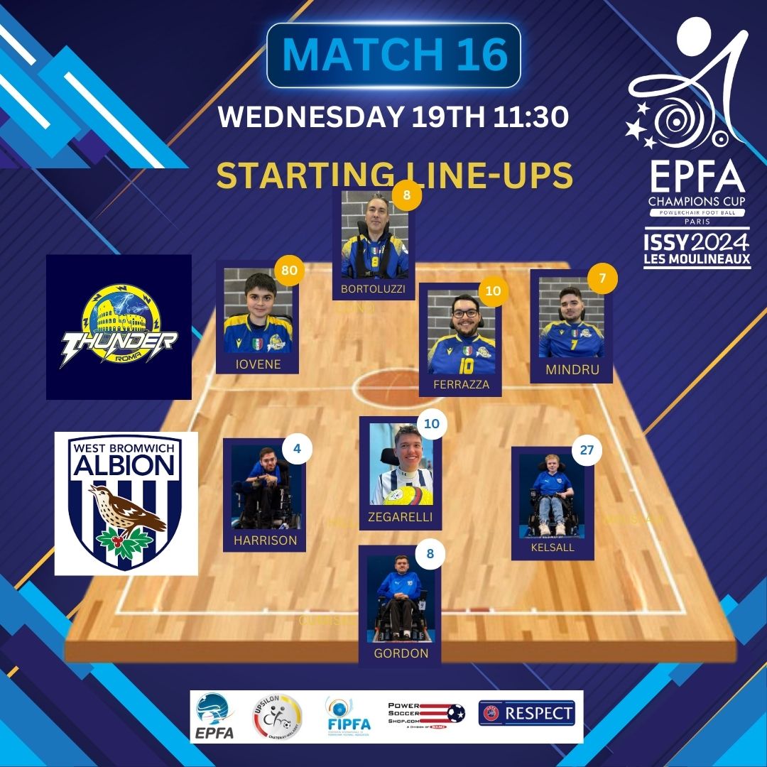 Starting line ups for the second round of morning matches Aspire vs Trailblazers and Thunder Roma vs West Bromwich Albion