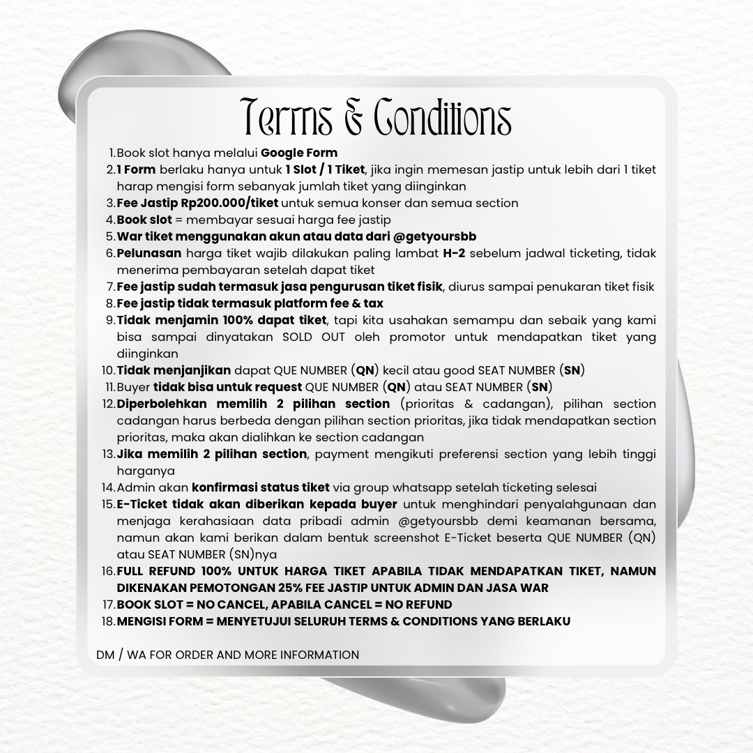 GETYOURSBB || JASTIP TIKET KONSER tweet media