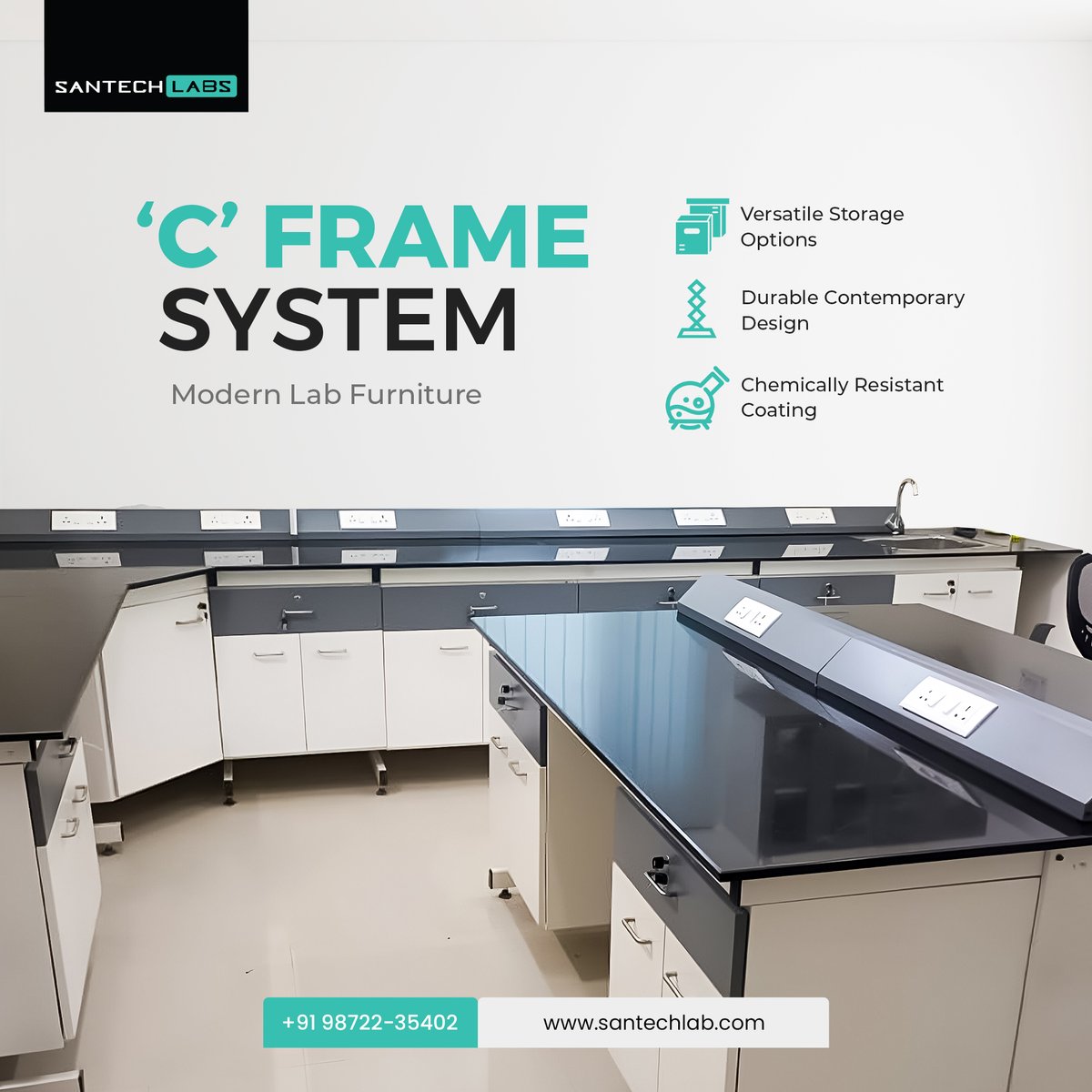 santechlabs's tweet image. Maximise your lab&apos;s potential.

Our dynamic C Frame bench assembly system is designed for independent worktop support and swift storage adjustments. 

Upgrade your lab with Santech’s ‘C’ Frame System, visit our website: bit.ly/4cem42r

#SantechLabs #CFrameSystem