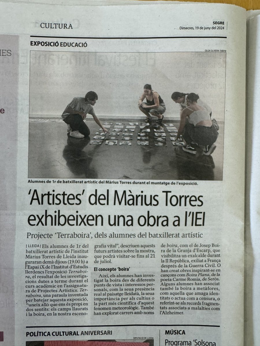 Article al <a href="/SEGREcom/">SEGRE</a> de l’exposició “Terraboira” a l <a href="/iei/">Omar</a>