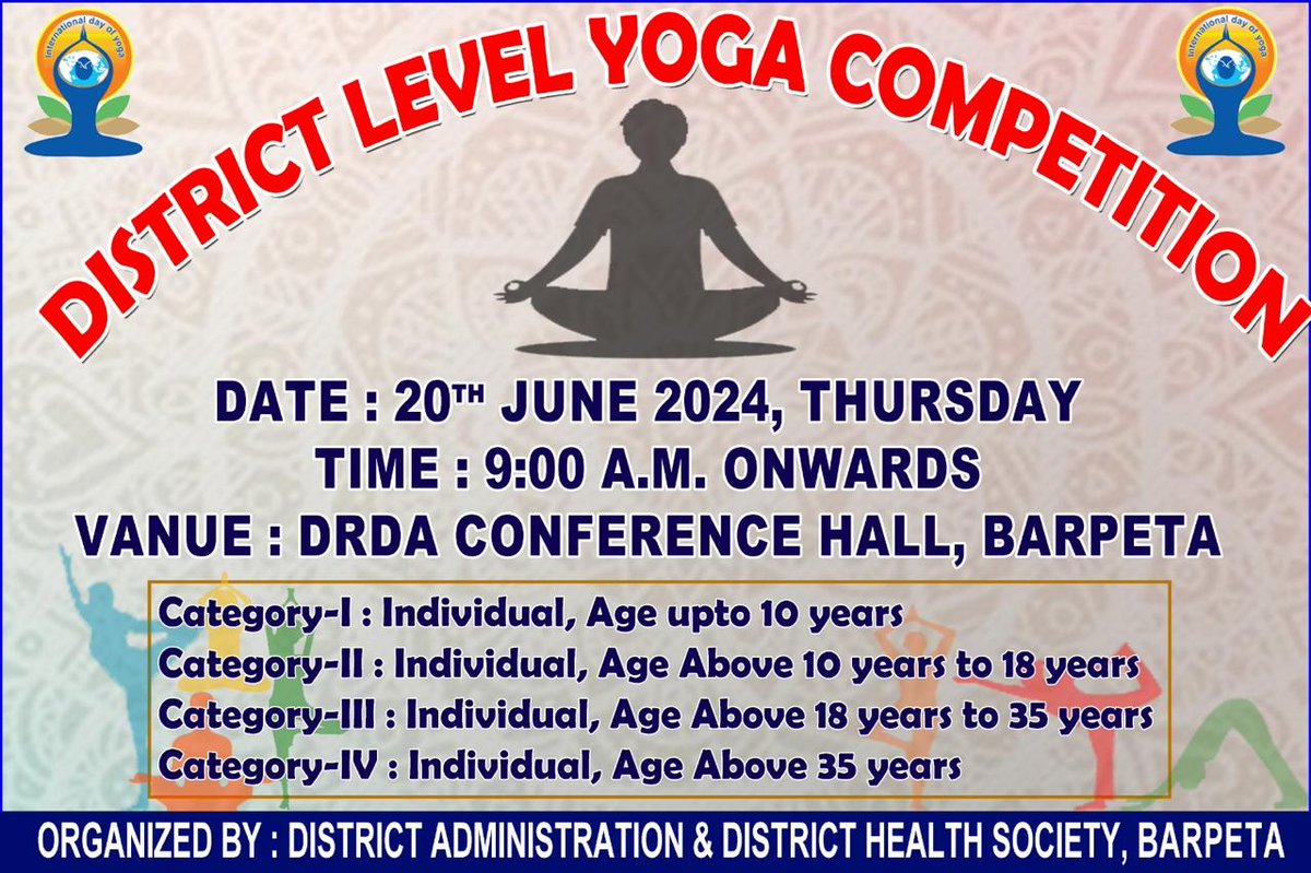 District level Yoga Competition 
<a href="/dcbarpeta_/">District Commissioner, Barpeta</a> <a href="/DIPR_Barpeta/">@DIPR_Barpeta</a> <a href="/YuvaBarpeta/">My Bharat Barpeta</a>