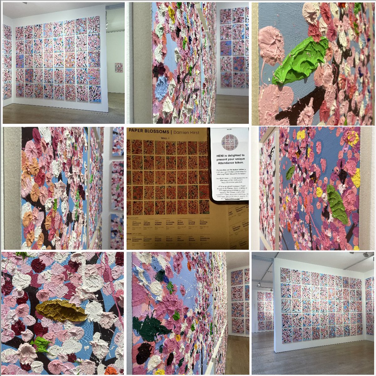 itsj012's tweet photo. 🎉 Shining a light on 3 years of viewing new releases at HENI Gallery in Soho! 🌸 An unbelievable moment at the Paper Blossoms exhibition: @hirst_official made a surprise appearance, I took many photos of the captivating art, though none of the artist himself!#HeniCommunity @HENI https://t.co/XvzCvG5Td0
