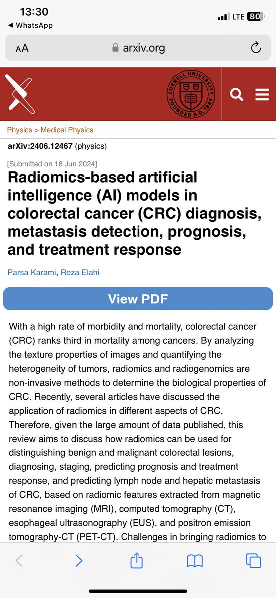 Rezaelahi_MD's tweet image. Interested about the state-of-the-art radiomics-based AI models in colorectal cancer? Check out our preprint at : arxiv.org/abs/2406.12467
#Radiomics
#Radiogenomics
#medtwitter
#Radiology