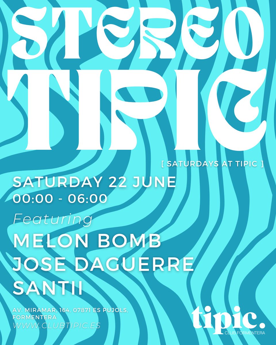 club_tipic's tweet photo. This week at tipic.
Thu • Fri • Sat • Sun
00:00-06:00
First ferry back to Ibiza 05:45am
Esta semana en tipic.
Jue • Vie • Sáb • Dom
00:00-06:00
Primer ferry de vuelta a Ibiza 05:45am
Tickets / Entradas + VIP: https://t.co/sShljy8y0S
#tipic #formentera https://t.co/CMIa0IDq4f