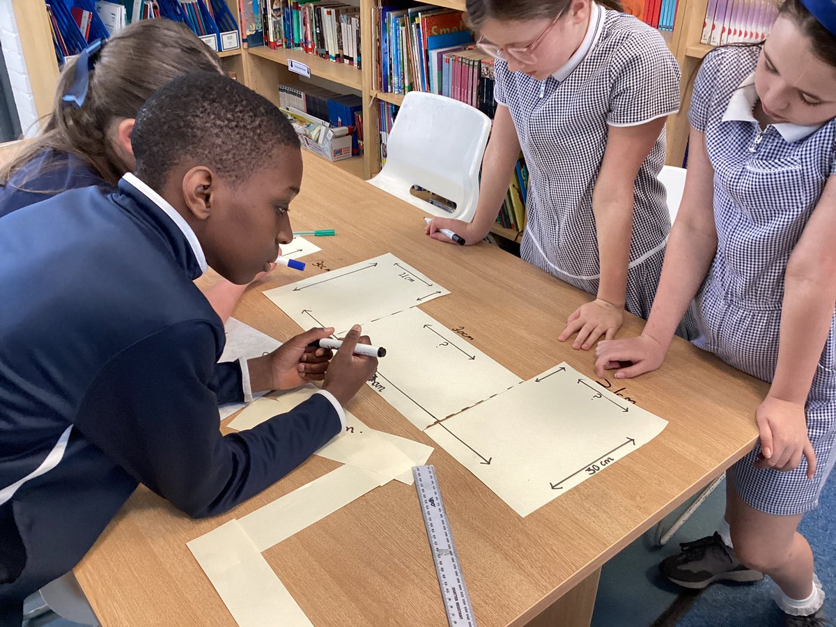 StSebastiansPri's tweet photo. Year 5 @StSebsY5 have enjoyed a hands on lesson in perimeter today , finding measurements for missing sides and working as a team !  #cleverclogs #SebsMaths https://t.co/8cpsdmtl3A