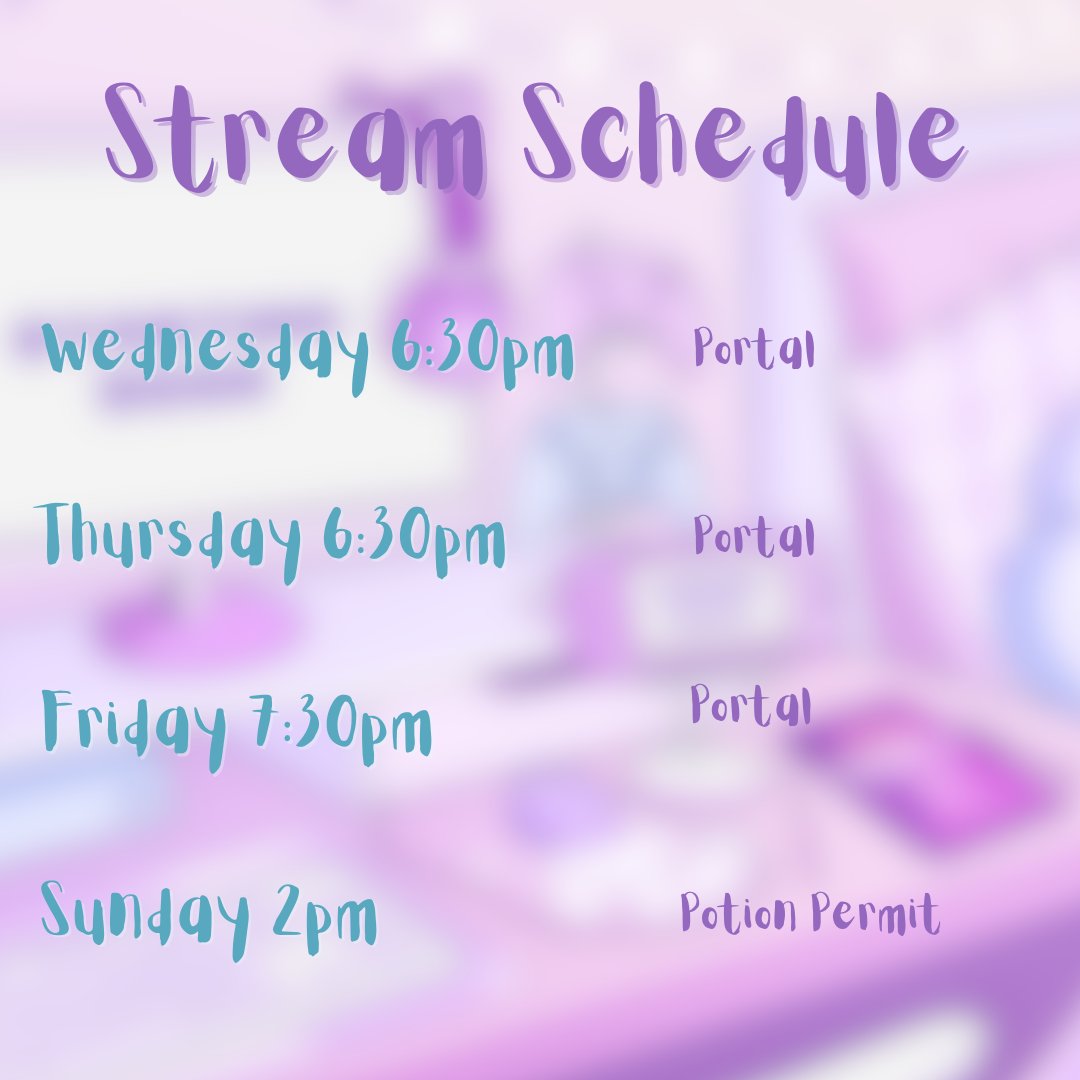 Stream schedule this week! I'm replaying Portal as it's been a while but if I remember the puzzles, I'll skip to Portal 2!