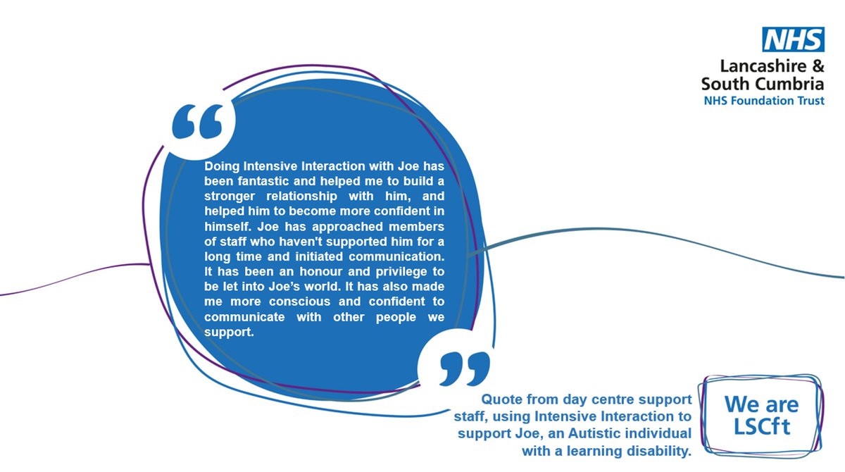 jrodgersSLT's tweet image. Here&apos;s a quote from another member of staff supporting Joe by using Intensive Interaction @WeAreLSCFT #learningdisabilityweek2024