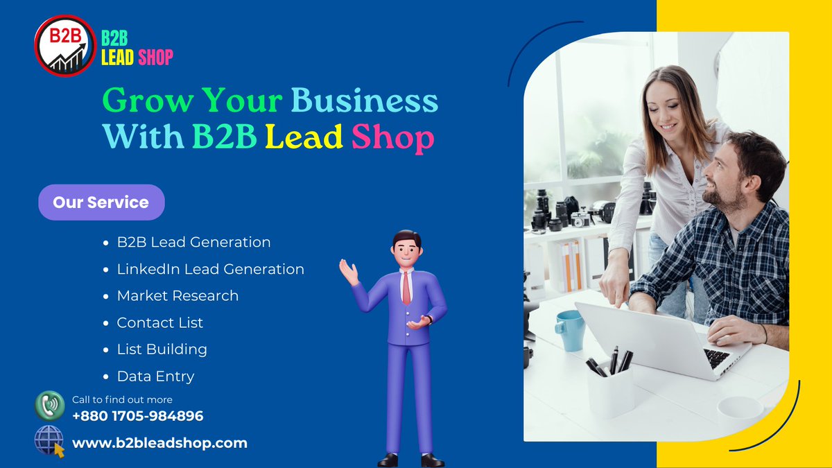 Basudeb95211693's tweet photo. Drive business growth with B2B Lead Shop's targeted lead generation solutions. Access quality B2B leads tailored to your needs and accelerate your sales success today. Visit us today at https://t.co/pMeUrOyGhJ https://t.co/8qk5MHhWMp
