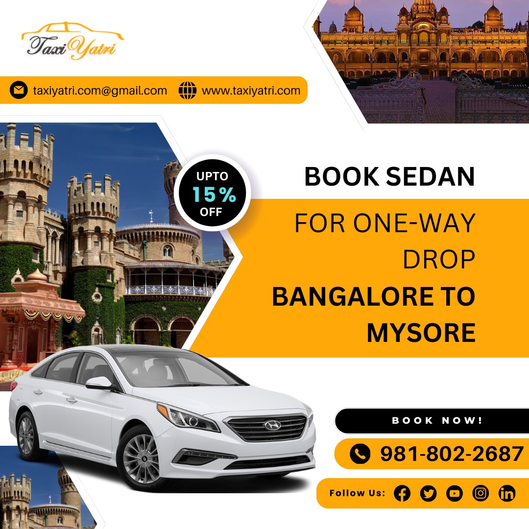 TaxiYatri's tweet photo. 🚗 Need a hassle-free ride from Bangalore to Mysore? Look no further! Book a comfortable sedan with https://t.co/BuriJ7nQ6p for a smooth one-way drop. Enjoy the scenic journey with our professional drivers at the wheel. Affordable rates, safe travels, and convenience guaranteed. https://t.co/YjcDbKewuT