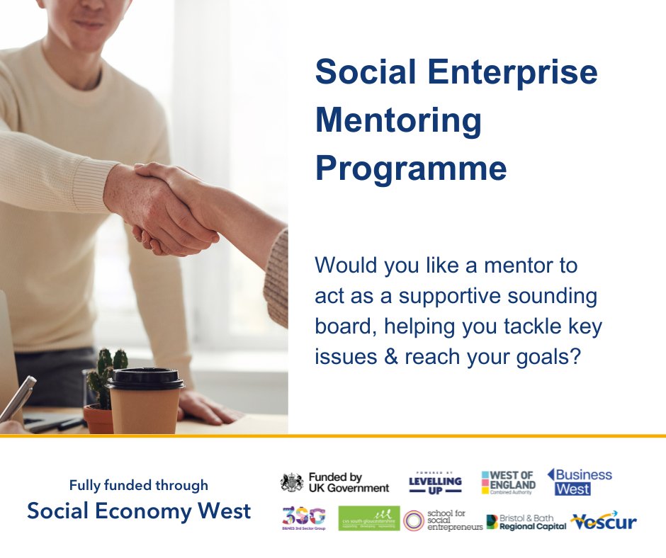 Join the Social Economy West Mentoring Programme and be paired with an experienced social entrepreneur or business professional. Deadline for applications: June 28, 2024. Register: forms.office.com/e/t9g8TA1s20