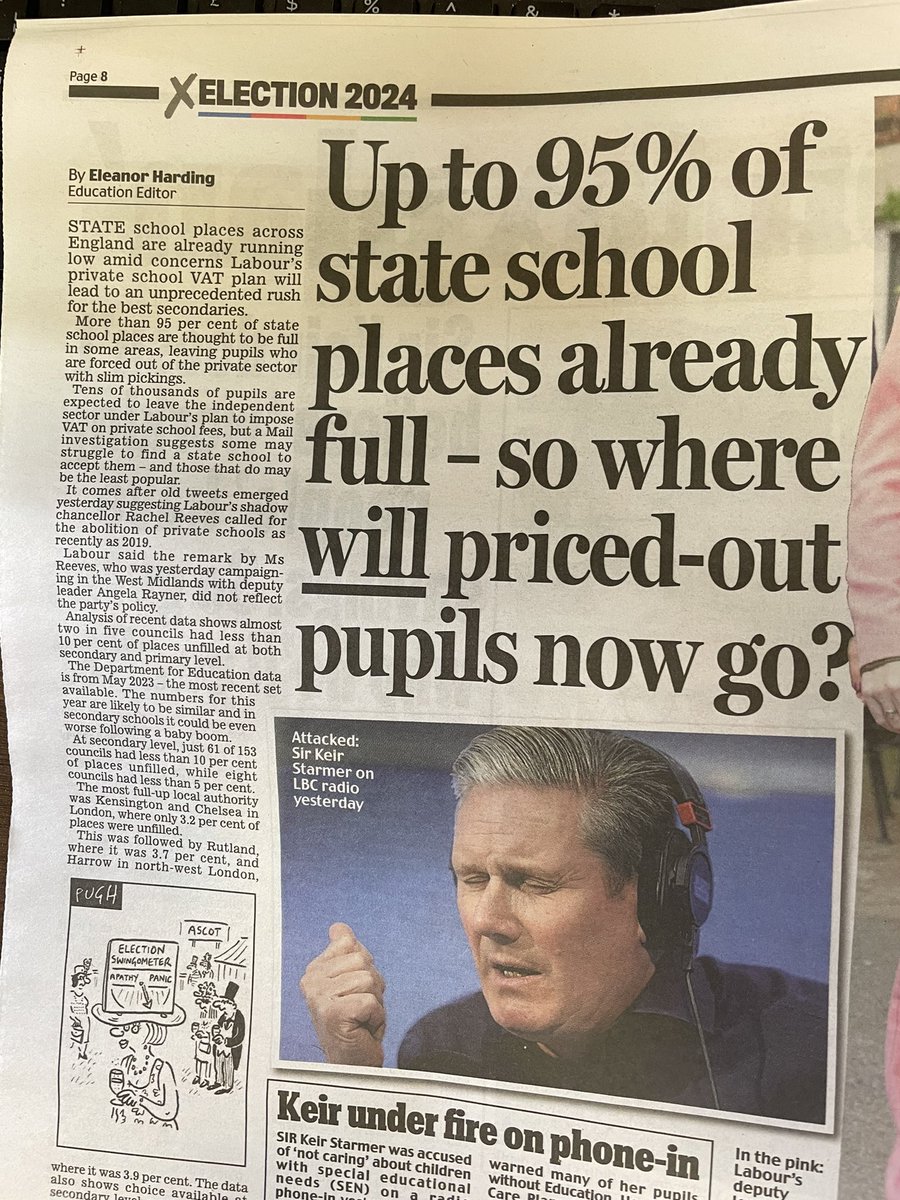 - 9m kids attend UK state schools 

- if 5% of places are unfilled that = 450,000 vacancies 

- the *entire* private school cohort is just 554,316 pupils

- IFS predicts 3-7% of private pupils will shift to state sector due to VAT (16k-39k)
