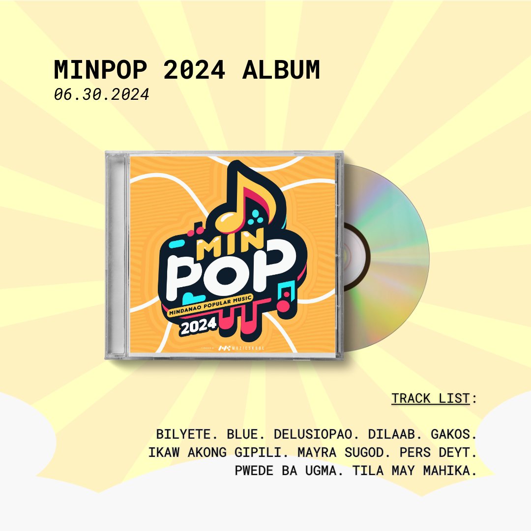 MinPopOfficial's tweet photo. Mark your calendars! #MinPop 2024 Album will be released 30 June 2024 on all digital platforms worldwide #MinPop2024 #PakpakMindanao
-
Be the first on all things MinPop! Subscribe to our socmed accounts:

FB: MinPop
YT: MinPopOfficial
IG: @minpopofficial
TikTok: @official.minpop https://t.co/I4XXNtG4Us