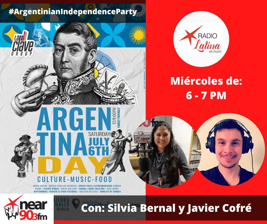 ¡Hola latinos! #RadioLatinaDublin vuelve Silvia y Javier nos trae una entrevista con Gustavo Ecclesia, para hablar del evento “Argentina Independence Party”.  Escúchanos hoy de 6 a 7PM por <a href="/nearfm/">Near FM</a> y por radiolatina.ie