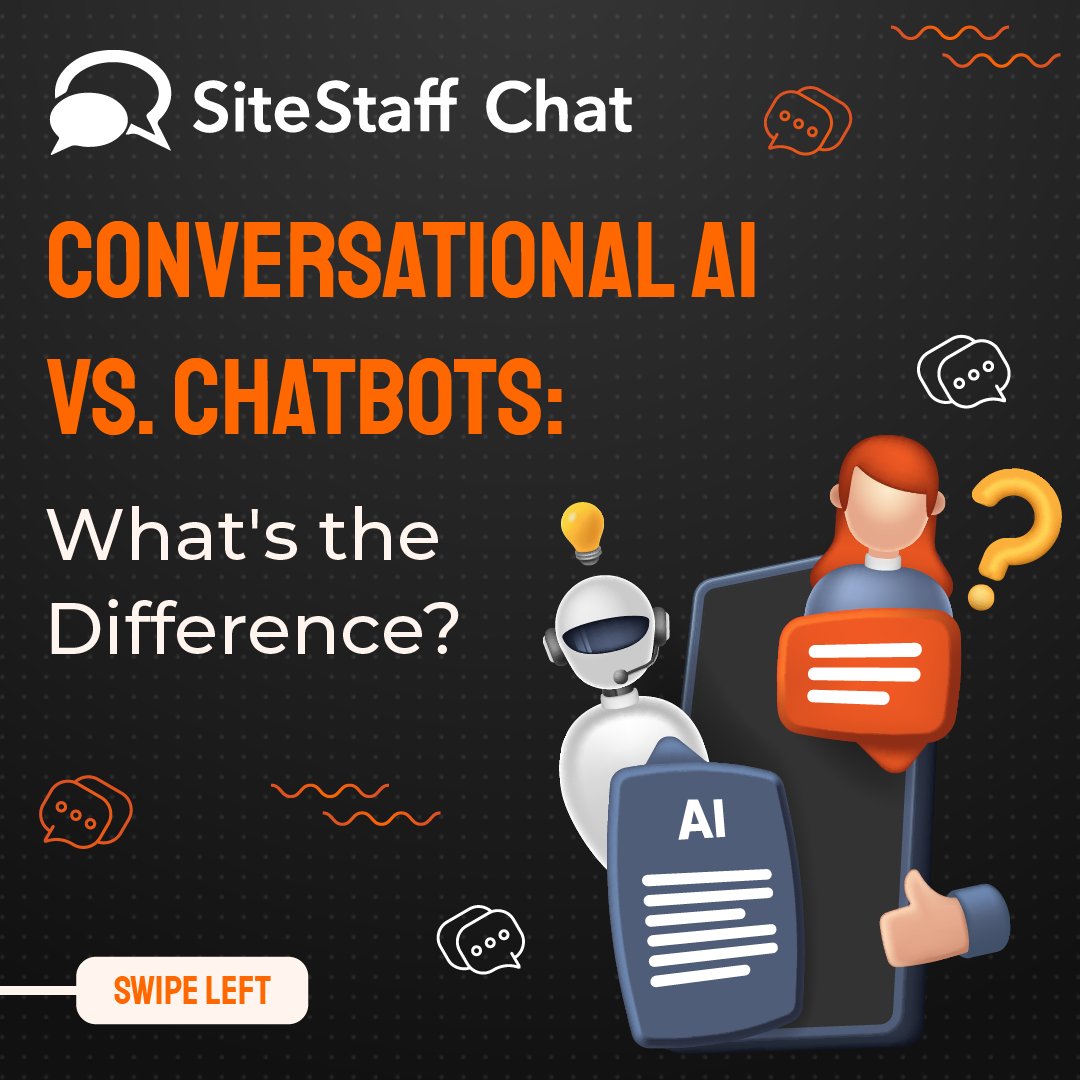 SiteStaffChat's tweet image. Discover how Conversational AI adapts to user preferences, while Chatbots excel at streamlining routine tasks. Swipe through for insights on optimizing your customer service strategy! Which approach resonates more with your audience? 

#ConversationalAI #AI #sitestaffchat