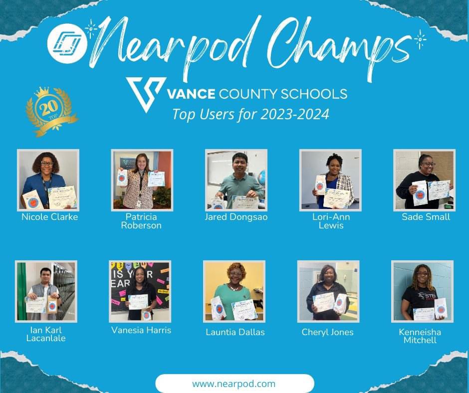 🥳🥳🥳Ms. Dallas, Ms. Lewis and Ms. Clarke are among the top Nearpod users in the district for the 2023-2024 school year. Congratulations ladies on a job well done! Continue to be innovative in your lesson delivery. 🥳🥳🥳🥳#bulldogexcellence