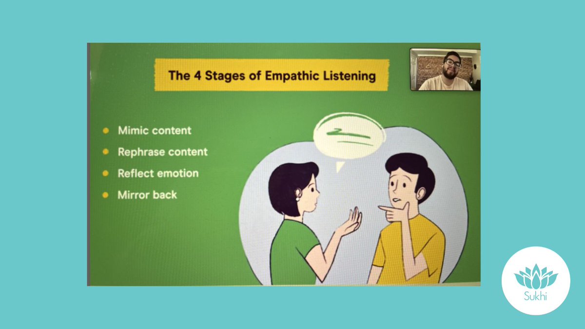 Dr. Michael Marquez, a Sukhi expert in mental health, highlighted the importance of empathetic listening in his presentation on building wellness cultures within organizations. By practicing these techniques, we can enhance psychological safety and trust. #mentalhealth