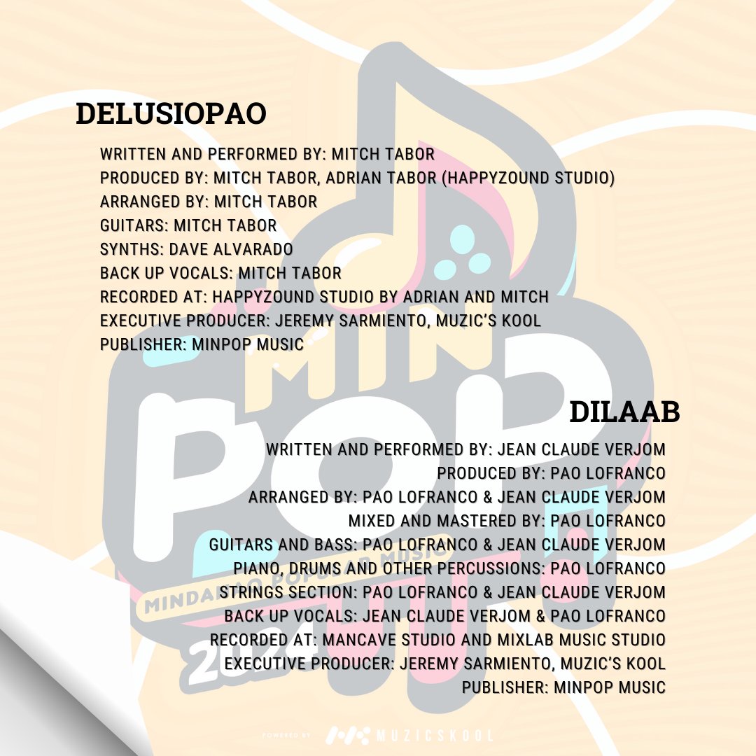 MinPopOfficial's tweet photo. Mark your calendars! #MinPop 2024 Album will be released 30 June 2024 on all digital platforms worldwide #MinPop2024 #PakpakMindanao
-
Be the first on all things MinPop! Subscribe to our socmed accounts:

FB: MinPop
YT: MinPopOfficial
IG: @minpopofficial
TikTok: @official.minpop https://t.co/JyH0H61yXL
