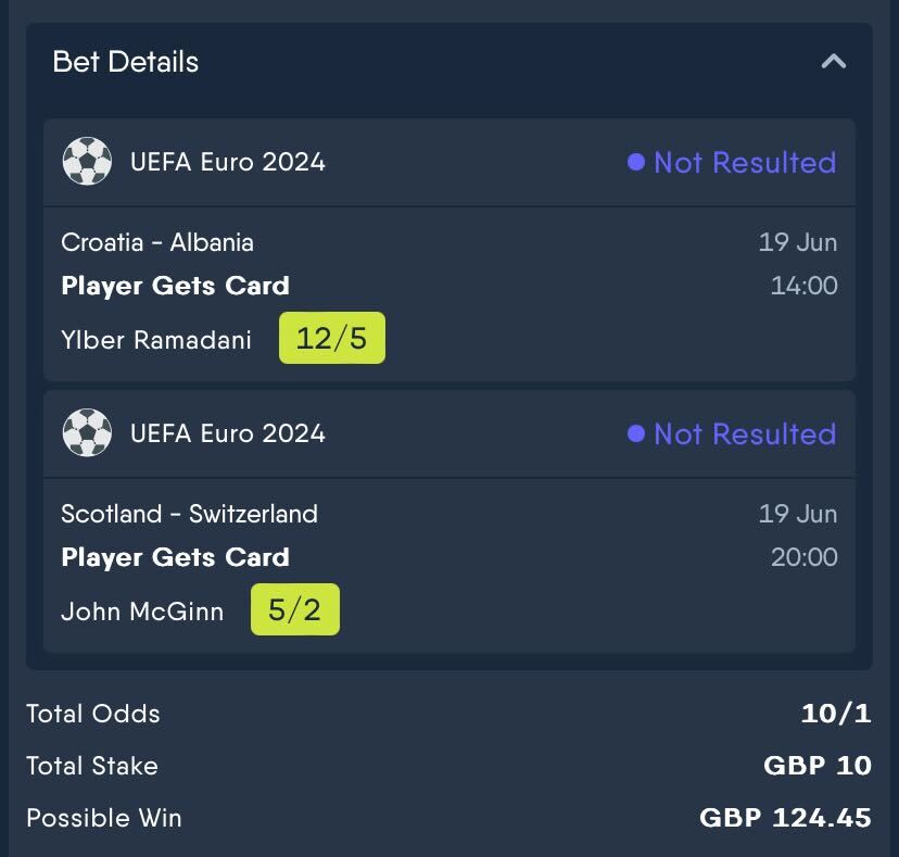 TheCardDealer's tweet photo. 🔥 #EURO2024 CROSS-GAME DOUBLE

🇦🇱 Ramadani received 13 yellows in 33 games in Serie A and is Albania’s top player for cards. With this being a must win game for both i’m expecting plenty of fouls and a few cards.

🏴󠁧󠁢󠁳󠁣󠁴󠁿 McGinn received 10 yellows & 1 red in 33.44 90s in the Premier League and he’s Scotland’s second best player for cards.

⚠️ GIVEAWAY ALERT: 
1) RAMADANI BOOKED - £20 CASH GIVEAWAY ✅
2) MCGINN BOOKED - £20 CASH GIVEAWAY ✅
3) BOTH PLAYERS - £100 CASH GIVEAWAY ✅

❤️ LIKE & RT TO ENTER

18+ https://t.co/ZfrZSdCmHf